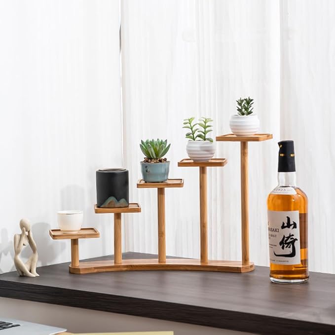 5 Tiers Desk Plant Stand Window Sill Plant Shelf Tabletop Succulent Stand Flower Pot Stand Holder Desktop Plant Stand Indoor Plant Rack for Succulent Herb in Living Room Office (Square)