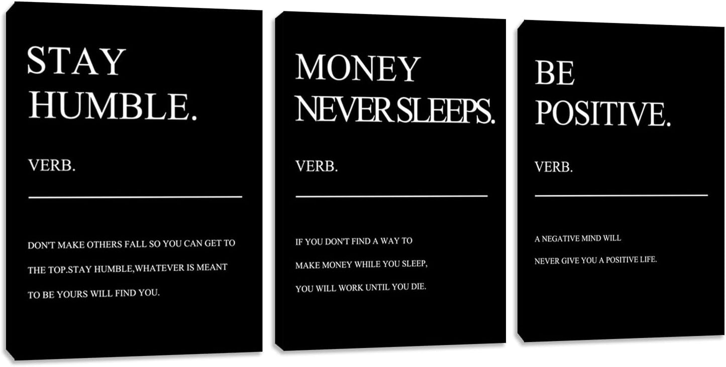 Large Motivational Framed Wall Art 3 Pieces Positive Quotes Decor Picture Painting Prints Artwork Inspirational Office Art Wall Decor Poster Home Wall Decoration for Bedroom Living Room (72" Wx36 H)