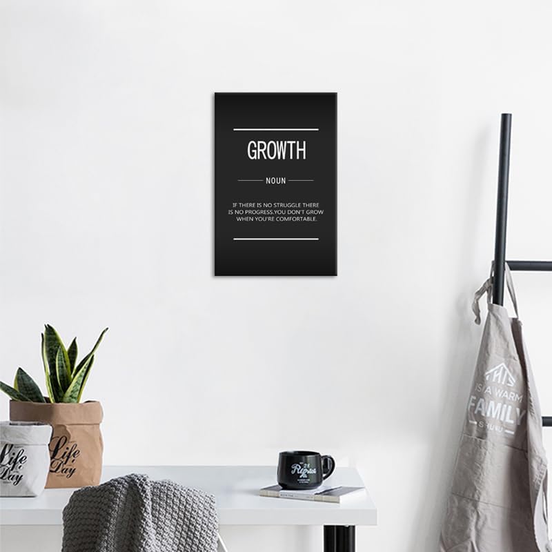 Inspirational Canvas Wall Art Growth Noun Motivational Entrepreneur Quotes Poster Print Artwork Painting Home Wall Decoration Office Bedroom Living Room Wood Framed Ready to Hang[12''W X 18''H]