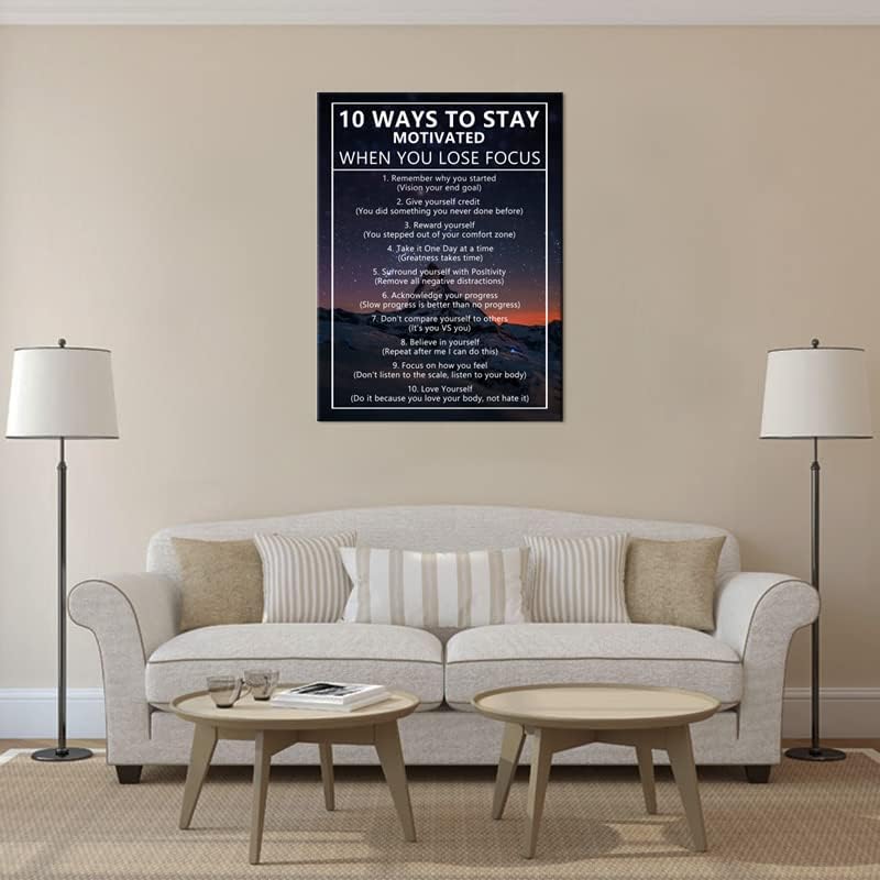 Inspirational Canvas Painting Wall Art for Office 10 Ways to Stay Motivated When You Lose Focus Motivational Wall Art Life Growth Poster Framed Artwork Prints Picture for Living Room [30''Wx 40''H]