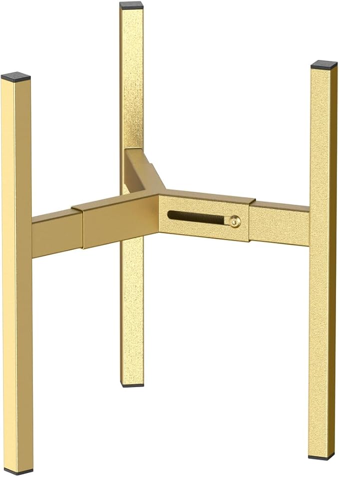 Metal Plant Stand, Adjustable Size Fits 10 12 13 14 15 16 Inches Large Planter Pot,Mid Century Expandable Plant Holder Indoor Outdoor Corner (HeavyGold-III, Fits all pots between 8" and 16")
