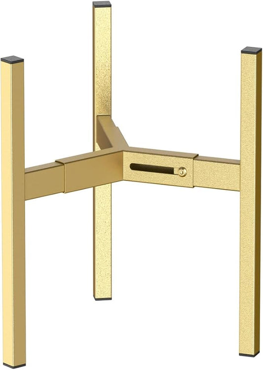 Metal Plant Stand, Adjustable Size Fits 10 12 13 14 15 16 Inches Large Planter Pot,Mid Century Expandable Plant Holder Indoor Outdoor Corner (HeavyGold-III, Fits all pots between 8" and 16")