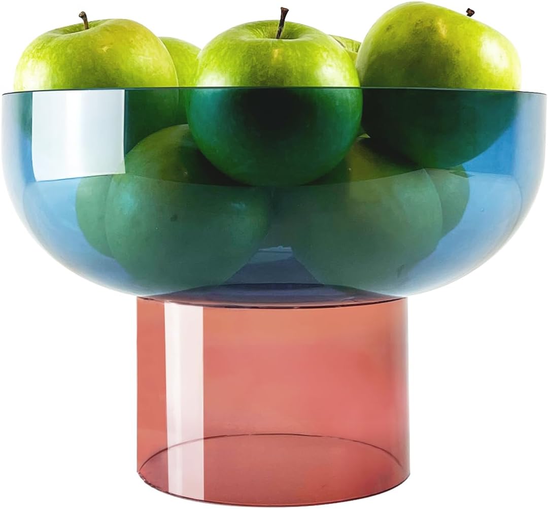 Cloudnola Reversible Decorative Glass Bowl, Blue and Pink, 12" dia x 8", For Entertaining, Fruit Bowl, Centerpiece Bowl, Ideal Gift for Weddings, Birthday, Anniversary or Any Occasion