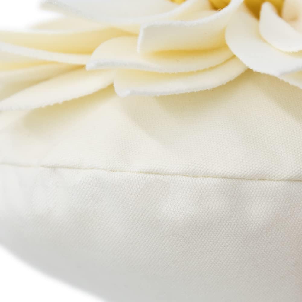JWH 3D Flower Throw Pillow Cover Aesthetic Decorative Daisy Accent Pillow Case Hand Crafted Cushion Round Floral Pillowcase for Home Bed Couch Bedroom Chair 12 Inch Beige