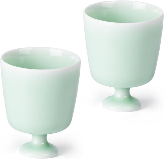 KAMMAK Ceramic Tea Cups Small, Cute Vintage Coffee Cup Set of 2, Porcelain Teacups Espresso Mug, 2.2oz Hand Painted Chinese Afternoon Tea Party Mugs, Birthday Gift for Women Men, Candy Plum