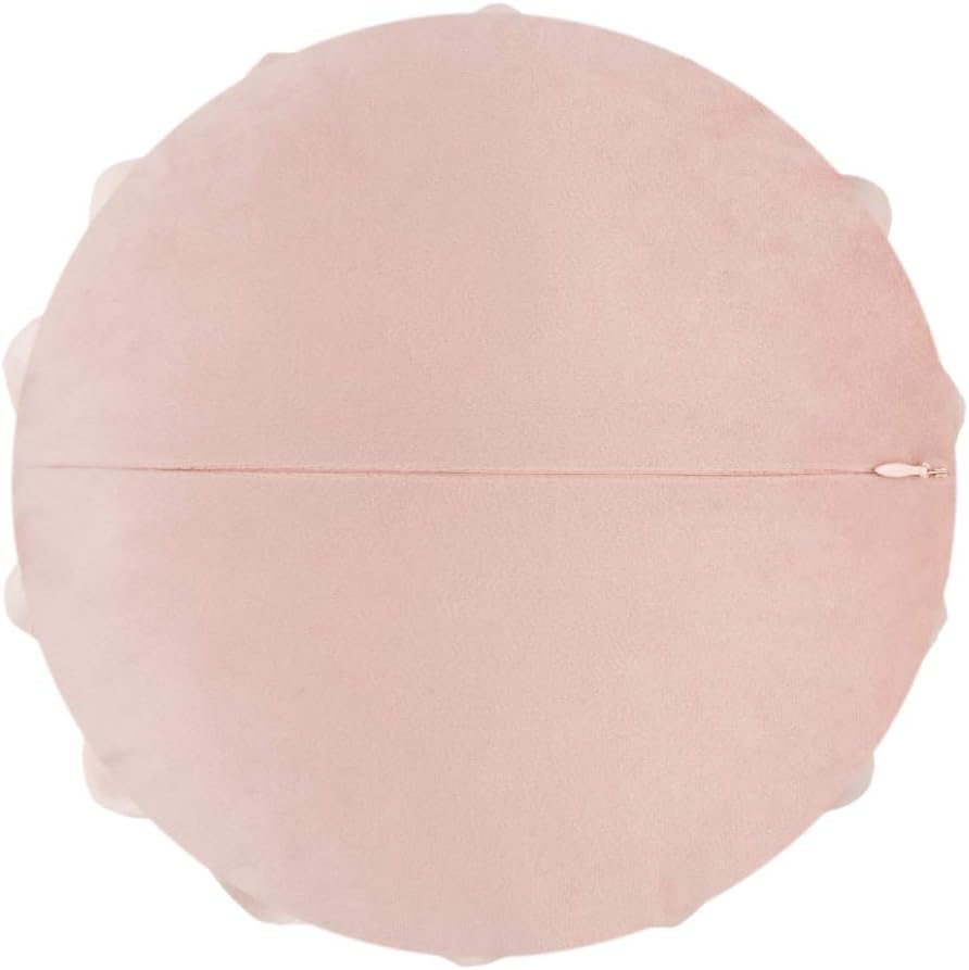 Decorative Throw Pillow 3D Flower Round Pillow Accent Handmade Cushion with Insert for Couch Bed Home Decor 14 inch Rose Gold