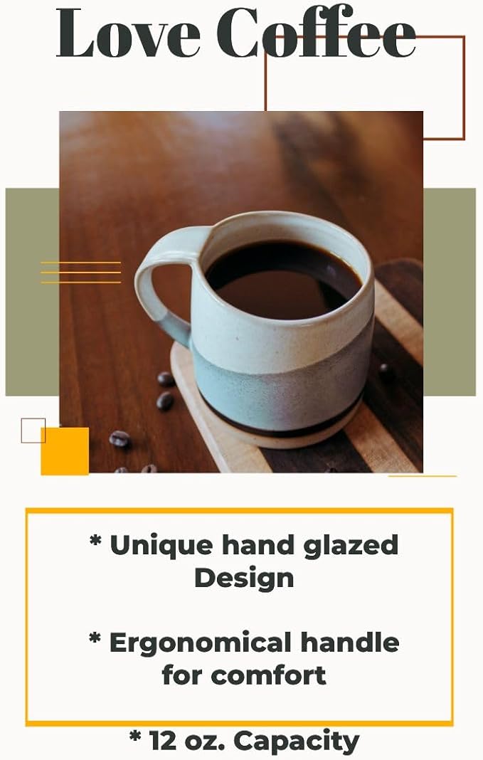 Well Covered & Green Original Night Glazed Ceramic Coffee Mug Set - 2 Vintage Japanese Style Cappucino Coffee Mugs - Stoneware Mug & Matcha Cup Gift Set - 2 x Black, 12oz