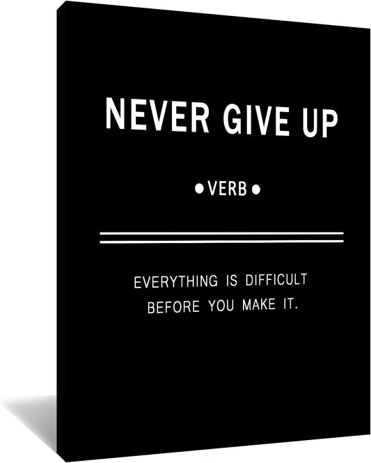 Inspirational Office Wall Art Wall Decor Never Give Up Motivational Canvas Poster Print Success Quotes Artwork for Living Room Home Bedroom Office Decor Framed Ready to Hang [30''Wx 40''H]