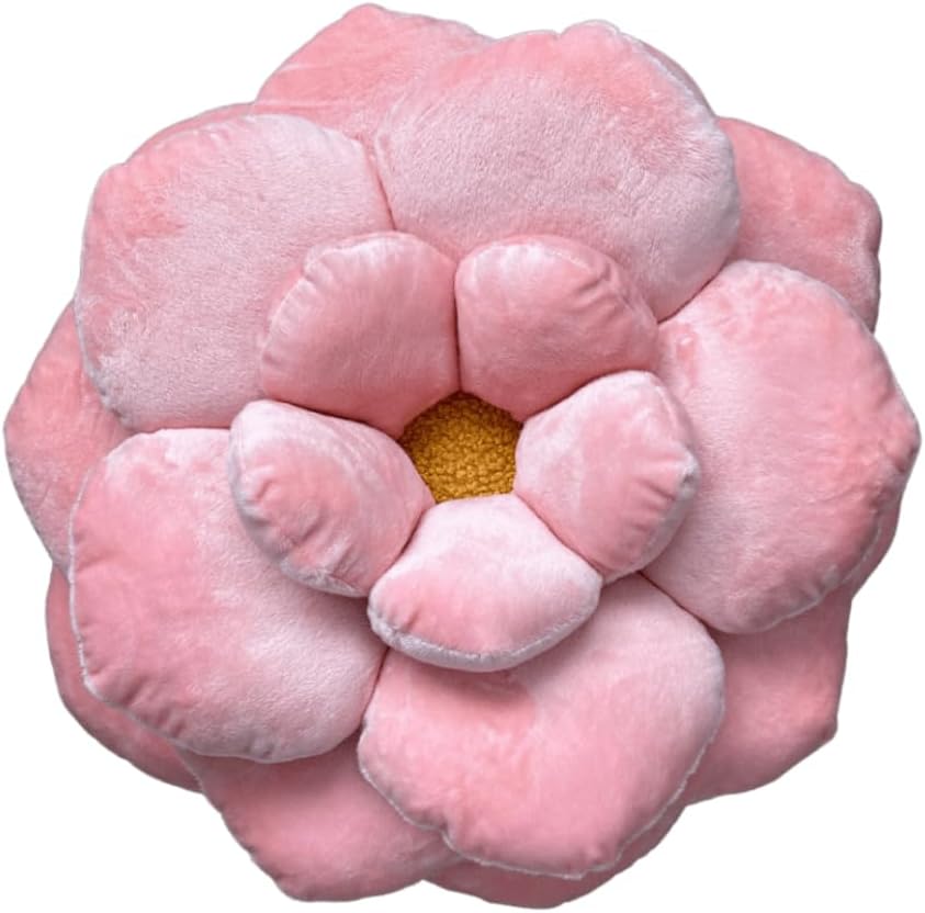 Green Philosophy Co. Camellia Plush Flower Pillow - Millenial Pink