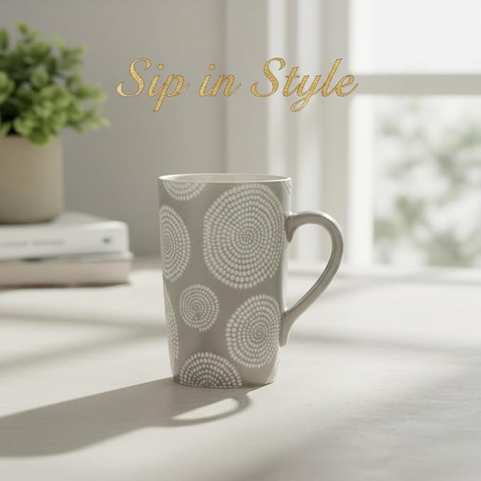 Young's Inc Large Ceramic Coffee Mug, Microwave-Safe Modern Style Mug, Unique Cups for Tea, Coffee, Cold Drinks, Gift for Coffee Lovers, Cooks, Birthday, Dishwasher Safe Kitchen Decor