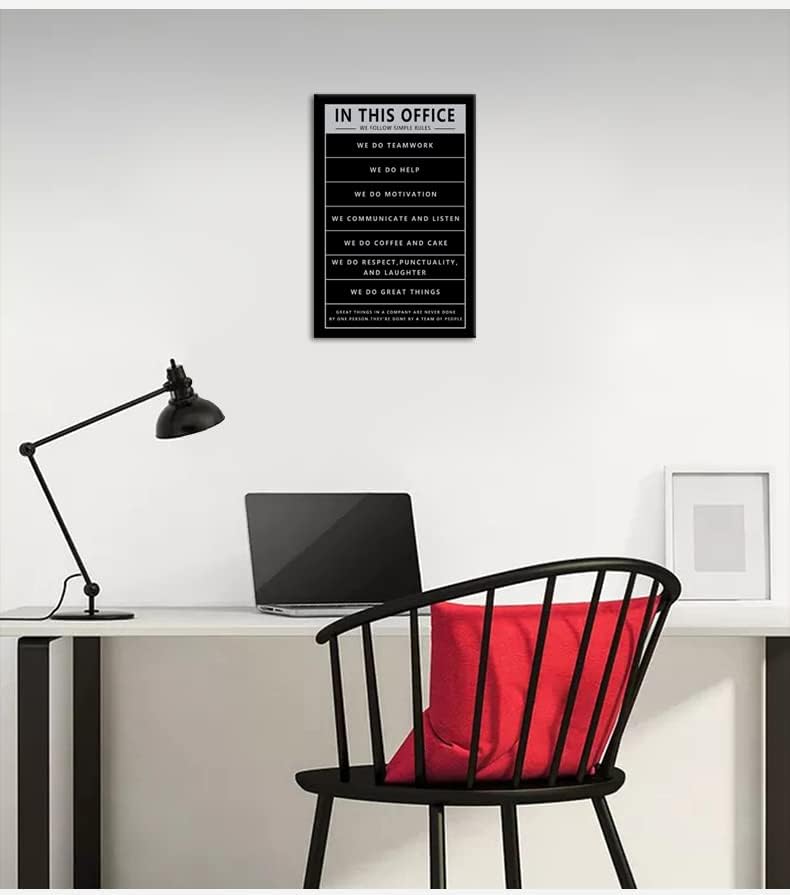 Inspirational Wall Art Inspirational Picture Office Quotes Theme Wall Decor for Motivational Teamwork In This Office Posters Print Artwork Canvas Framed Office Wall Decor[12''W X 18''H]