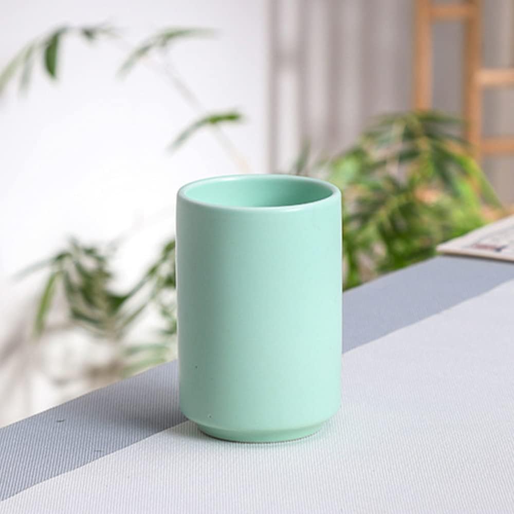 Japanese Style Ceramic Tea Cup, Handleless Ceramic Mug, Matte Glazed Couple Cup, Suitable for Drinking Water, Tea, Coffee (Light Green)