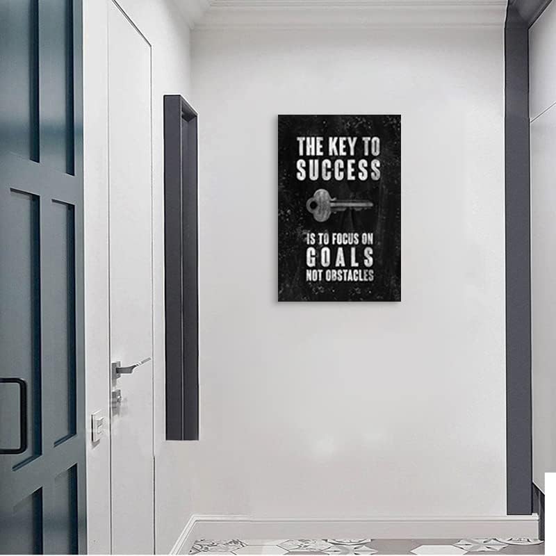 Inspirational Office Wall Decor Motivational Canvas Wall Art The Key to Success Is to Focus on Goals Not Obstacles Printing Poster Artwork Frame Classroom Home Ready to hang[24''W x 36''H]
