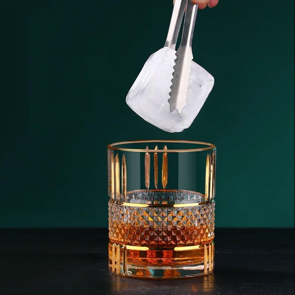 LEMONSODA Premium Double Rocks Vintage Whiskey Tumblers - Uniquely Designed Vintage Style Glass