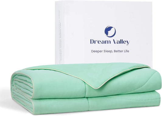 Dream Valley®Outlast®Deepsleep Cooling Comforter, King Size, NASA-Grade Space Technology Cooling Blanket for Hot Sleepers Night Sweats, Q-Max > 0.45 Aerocool™Breathable, Mint Macaron, 106"x90"