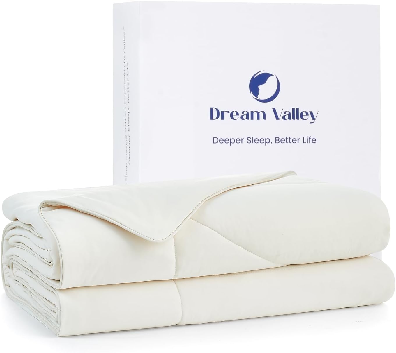 Dream Valley® Outlast® Deepsleep Cooling Comforter, Full/Queen Size, NASA-Grade Space Technology Cooling Blanket for Hot Sleepers Night Sweats, Q-Max > 0.45 Aerocool™Breathable, Snow Ivory, 90"x90"