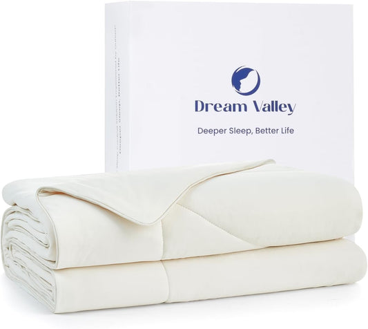 Dream Valley® Outlast® Deepsleep Cooling Comforter, Full/Queen Size, NASA-Grade Space Technology Cooling Blanket for Hot Sleepers Night Sweats, Q-Max > 0.45 Aerocool™Breathable, Snow Ivory, 90"x90"