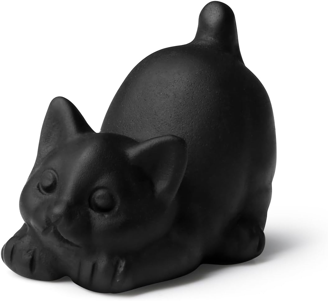 Black Cat Decor Statue Obsidian Crystal Cat Figurines Carved Room Decor for Desk Lazy Sculpture Handcrafted Healing Stone Natural Gemstones Spiritual Gifts for Cat Lovers