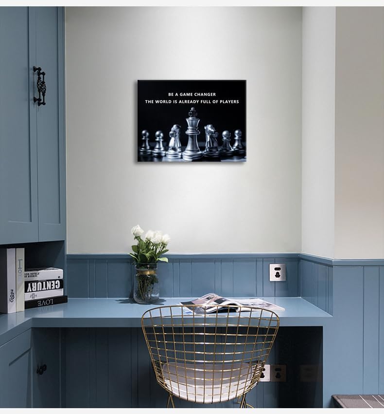 Inspirational Canvas Wall Art Motivational Quotes Be A Game Changer The World Is Already Full Of Players Pictures for Home Office Wall Decor Chess Posters Print Artwork Painting[18"W x 24"H]