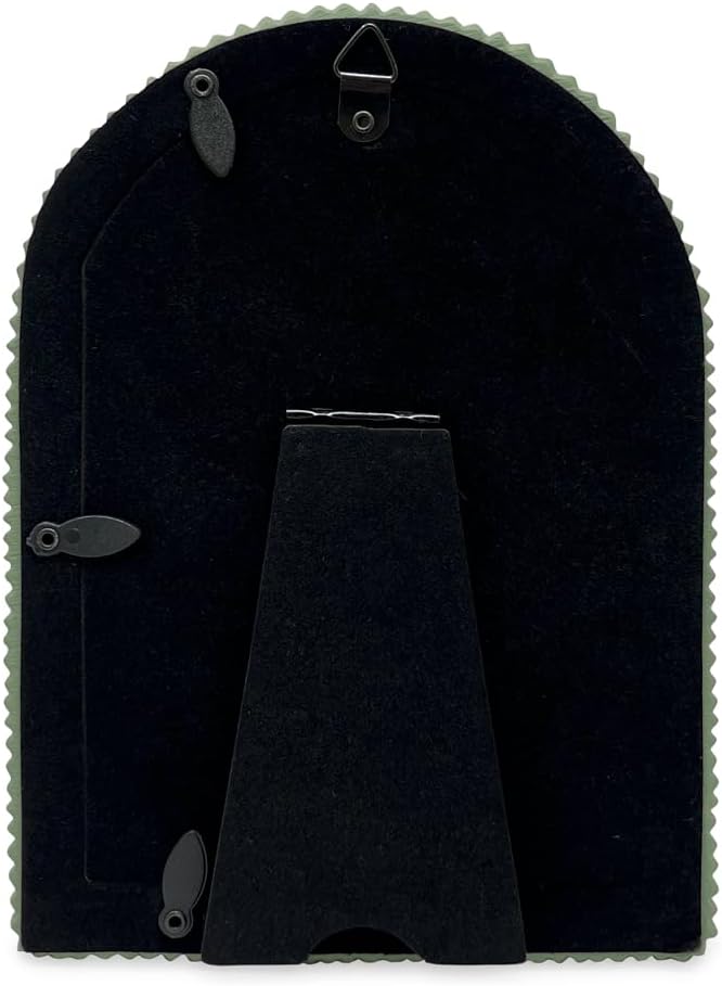 Isaac Jacobs 4x6 Glossy Rosemary Green Double Bead Arch Photo Frame with Black Fabric Easel, Tabletop, Wall-Mountable, Shelf and Desk, Decorative Art Design, Home Décor (4x6, Glossy Rosemary Green)