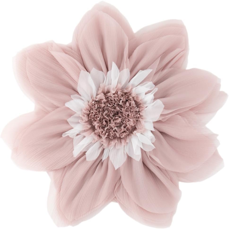 Handmade 3D Blush Pink Flower Pillow Cute Decorative Round Velvet Throw Pillows Modern Boho Farmhouse Accent Cushion for Bed Couch Car Bedroom Living Room Home Decor Gift 12 Inch Rose Gold