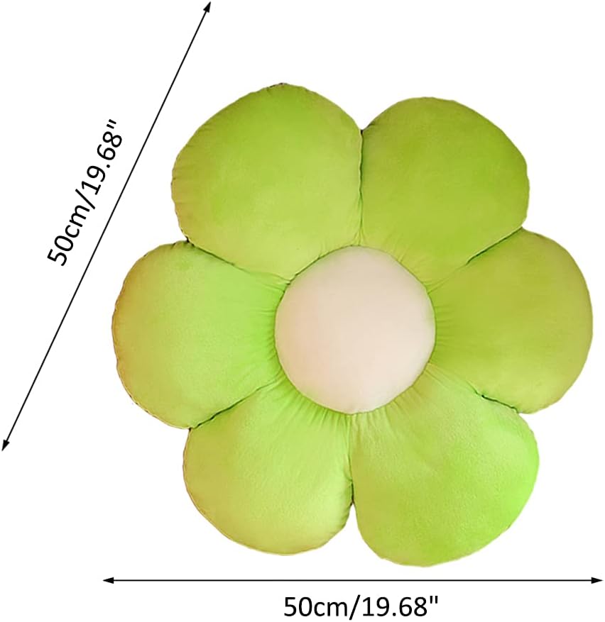 lannery Flower Plush Throw Pillows, Flower Floor Pillow Seating Cushion Toy for Reading, Room, Watching TV (19.7", Green)