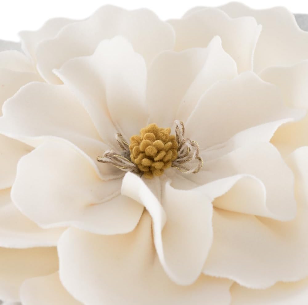 JWH Flower Throw Pillow Cover Decorative 3D Floral Accent Pillow Case Stereo Cushion Handmade Pillowcase for Car Bedroom Bed Couch Sofa 18x18 Inch Ivory White