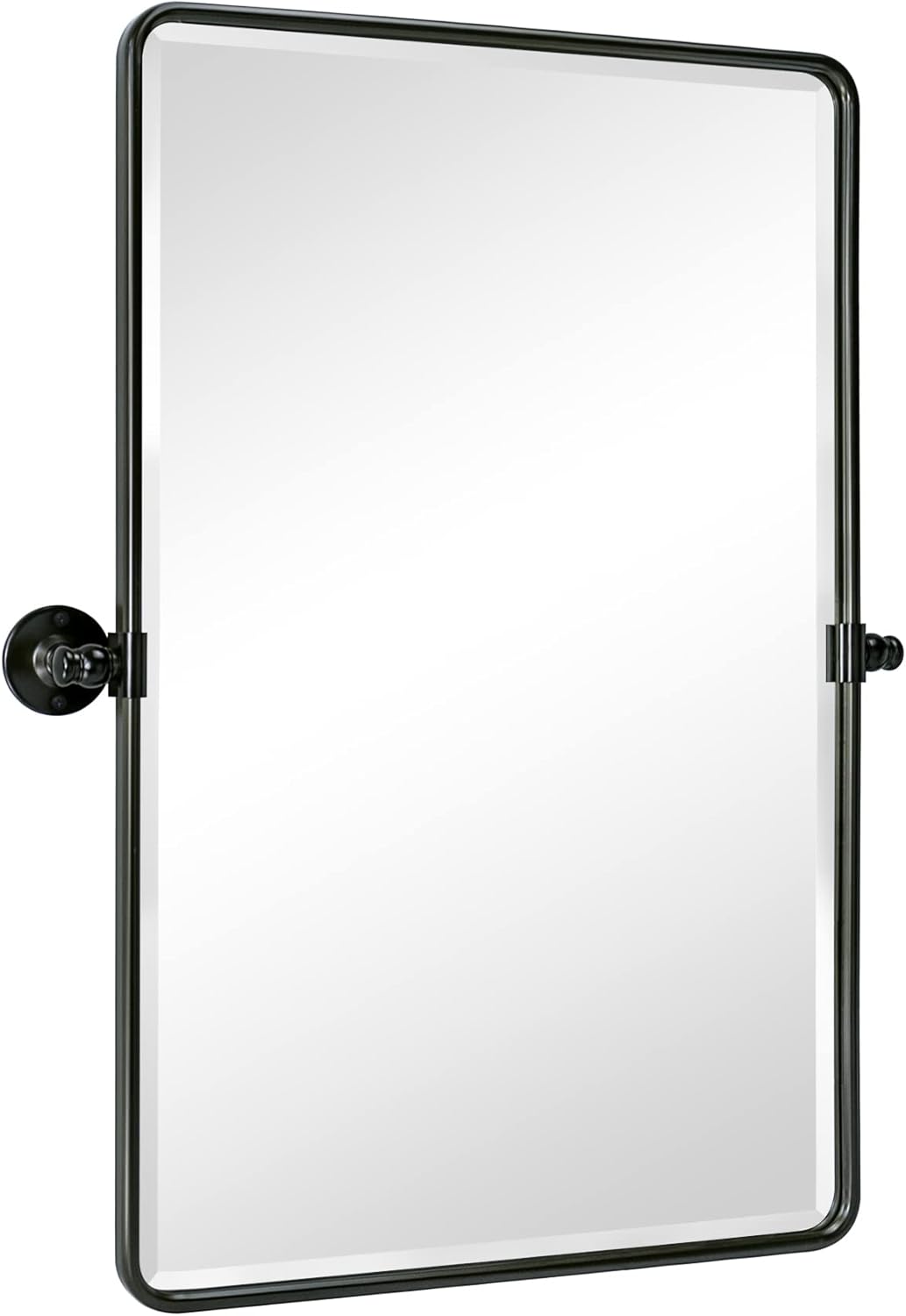 Farmhouse Pivot Rectangle Bathroom Mirror Oil Rubbed Bronze Metal Framed Tilting Beveled Vanity Mirrors for Wall, Overall 23.91 x 30 inches (Mirrror 20 x 30 inches)