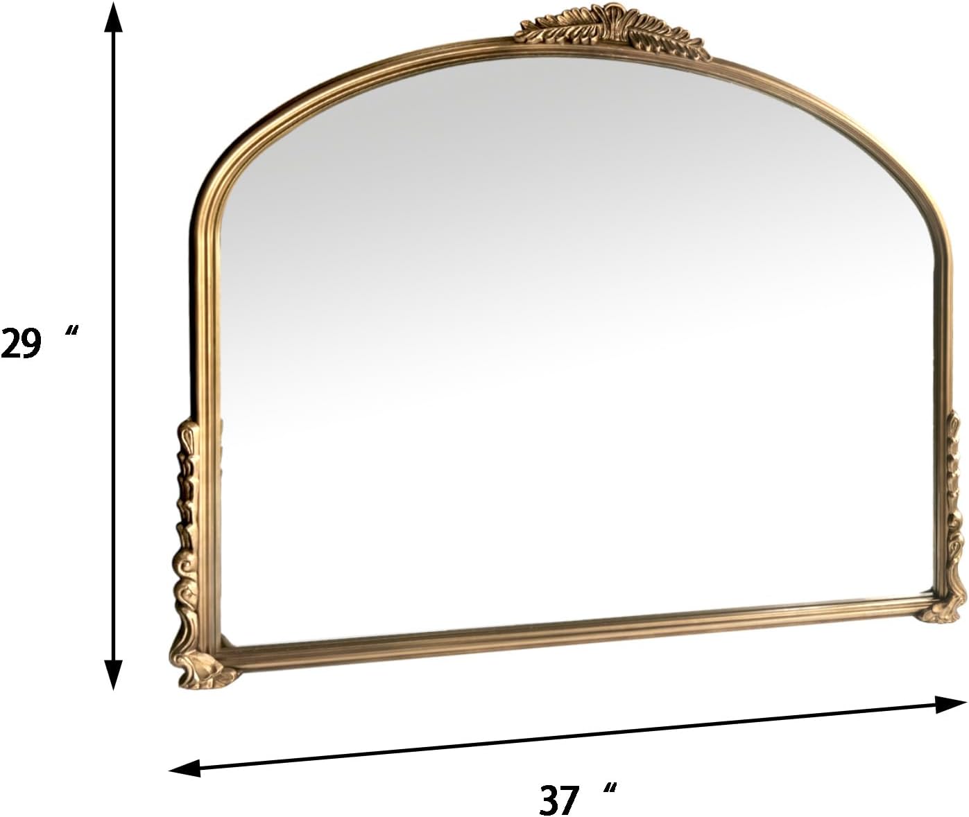 Gold Vintage Wall Mirror,Antique Wide Mirror Decor,Arched Big Mirror for Entryway/Bathroom/Fireplace 37"X29"