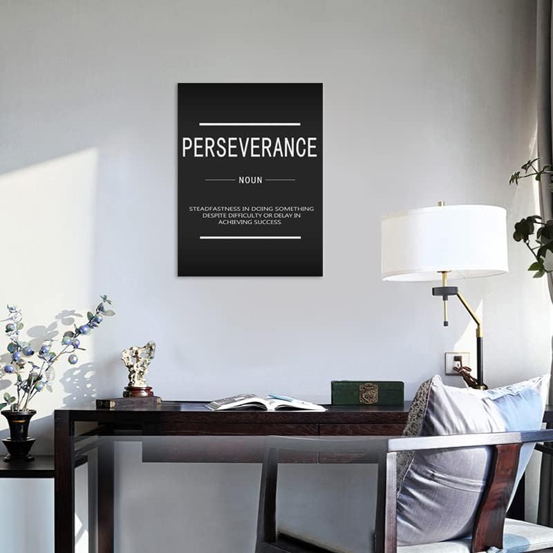 Inspirational Canvas Wall Art Perseverance Noun Printing Poster Motivational Entrepreneur Quotes Poster Artwork Office Workplace Living room Wall Decor Frame Ready to Hang[18"W x 24"H]