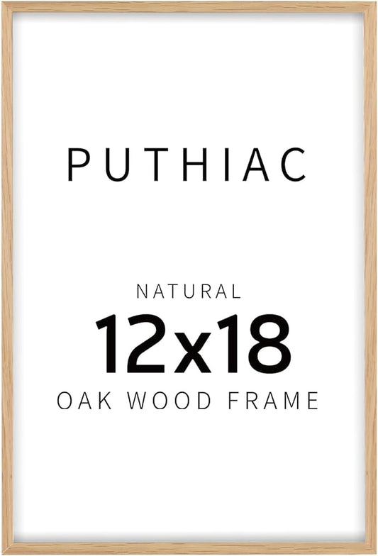 12x18 Oak Wood Picture Frame - Minimalist 12x18 Poster Frame, 12"x18" Picture Frame Wood, Natural Solid Wooden Picture Frames for Wall Art Photo and Prints(1 Pack, Beige)