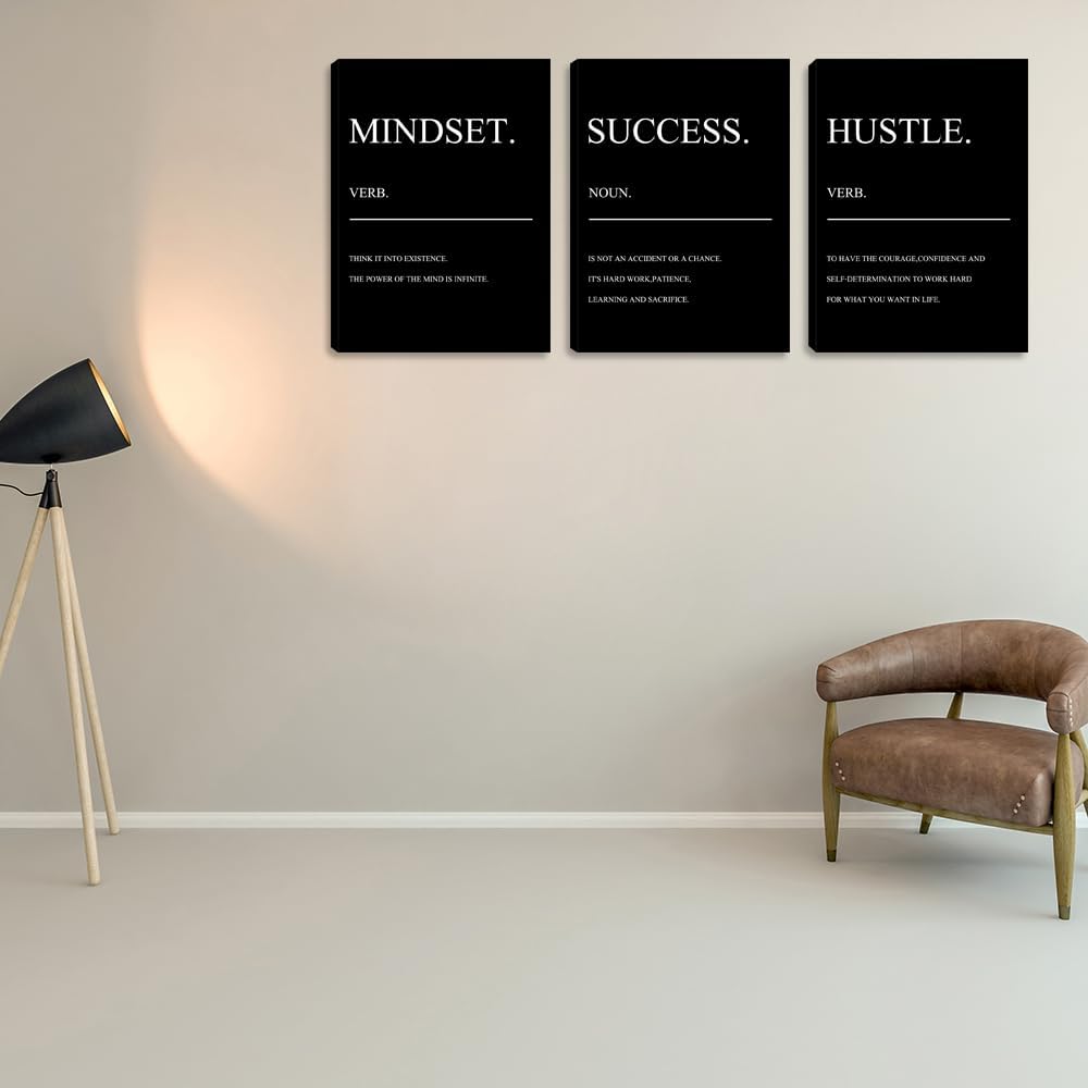 Inspirational Posters Motivational Wall Decor Canvas Wall Art Inspiring Painting Print Black Quotes Success Motivational Posters Office Wall Decor Home Living Room Bedroom Office Decor Framed Artwork