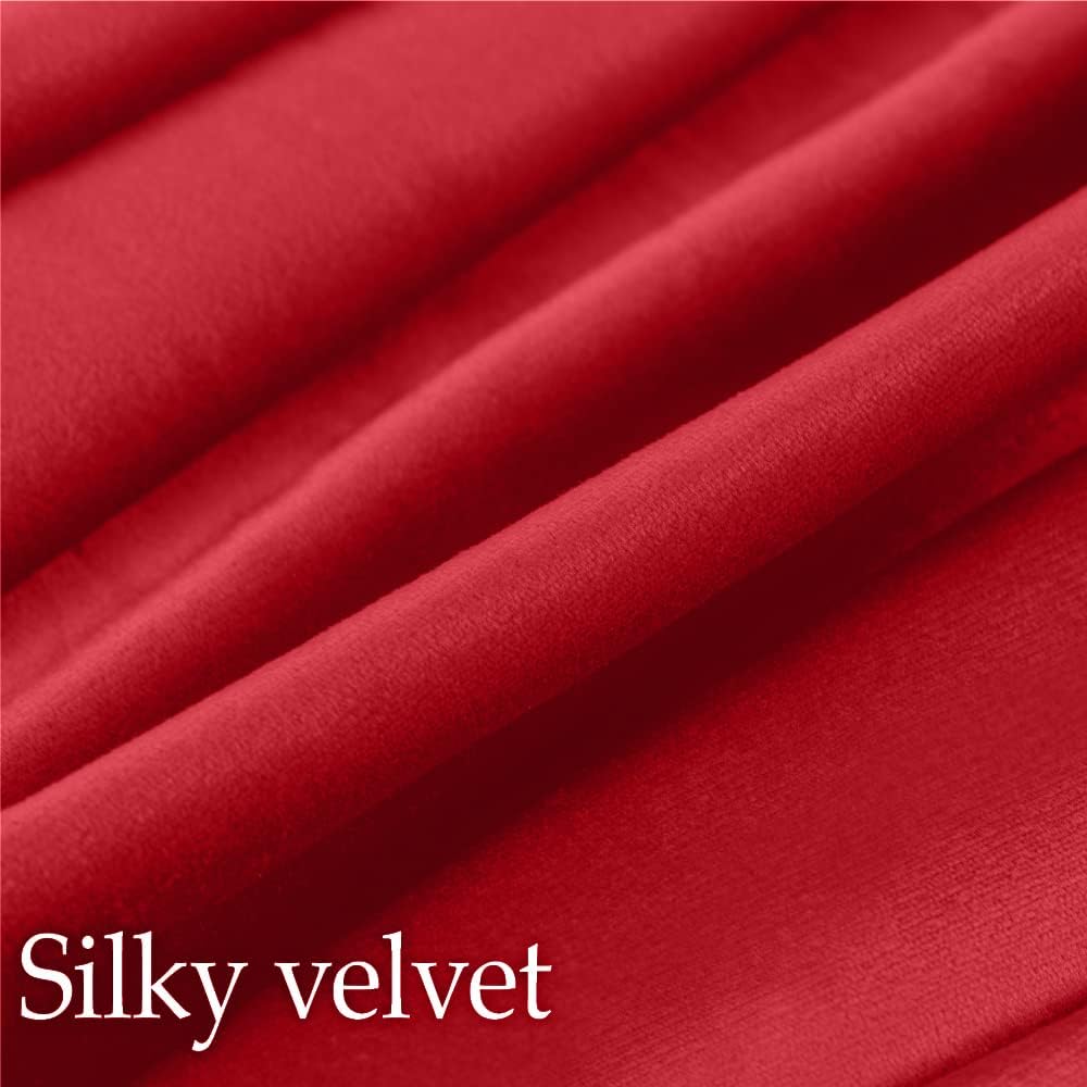 lalaLOOM Velvet Throw Pillow Covers, Set of 2, 18x18 Decorative Square Pillows Home Decor, Soft Accent Cases, Silky Machine Washable Pillowcases for Sofa, Couch, Bedroom, Living Room, Ruby Red