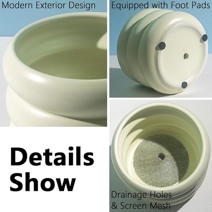 4.7 Inch Modern Plant Pot Beige Ceramic Glaze Succulent Planters for Indoor Unique Pots, Planter with Drainage Holes Small Bubble Porcelain for Herb Snake Plants