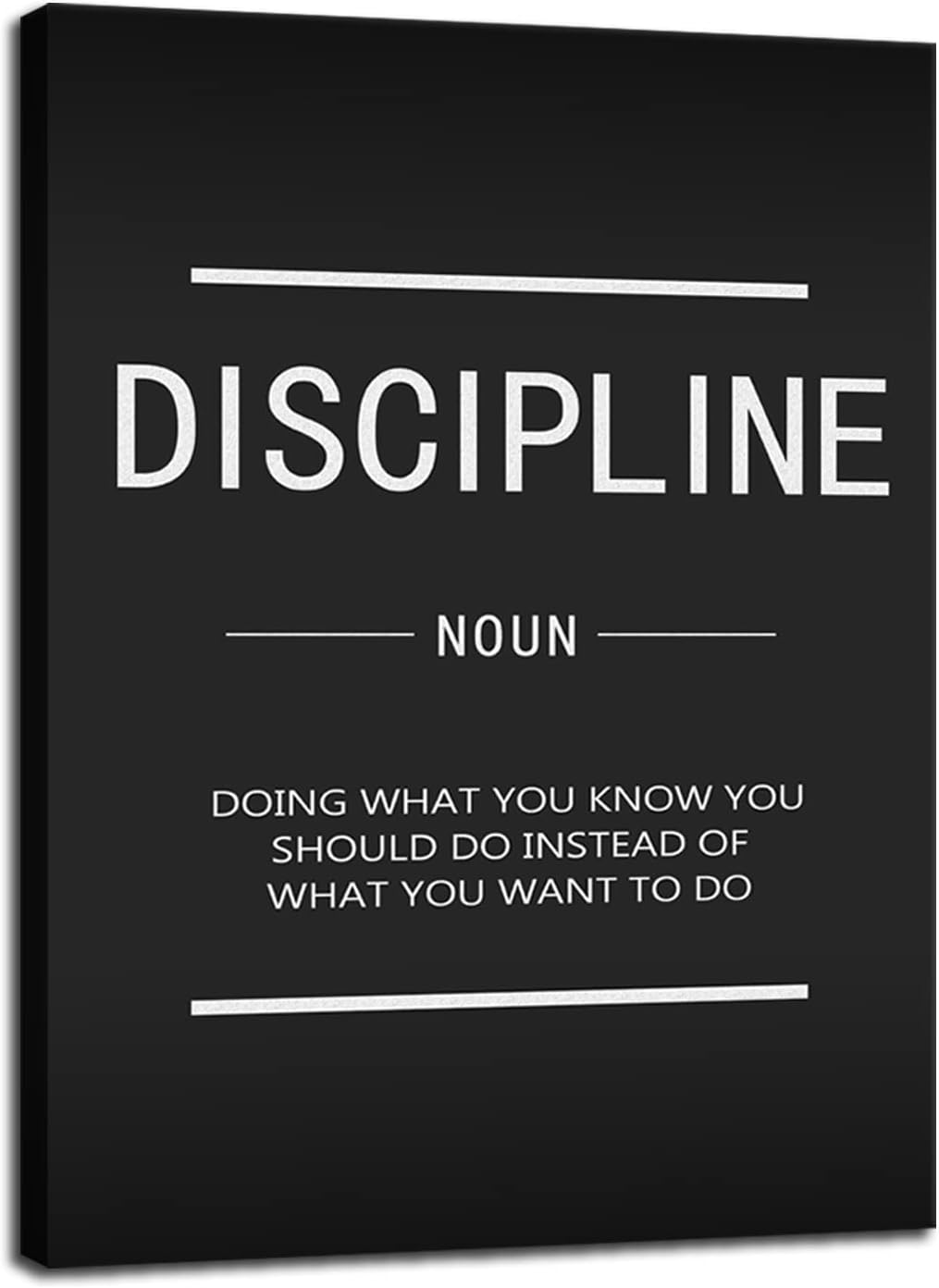 Inspirational Canvas Wall Art Motivational Painting Discipline Noun Pictures Inspiring Entrepreneur Quote Posters Prints Artwork Bedroom Office Wall Decor Framed Ready to Hang[30"W X 40"H]