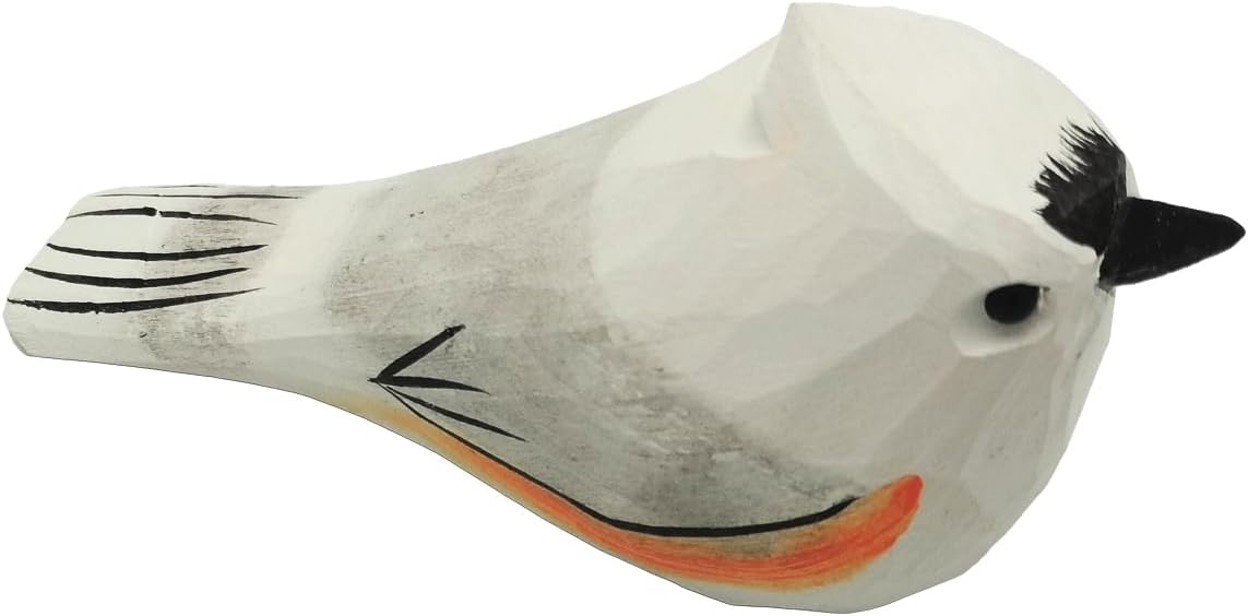 DIYOMR Hand Carved Wooden Bird Sculpture, Artistic Animal Decor, Vivid White Bird Statue for Home Table Ornament