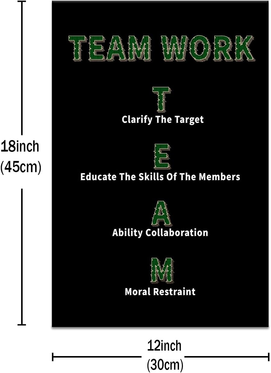 Inspirational Canvas Wall Art Team Work Motivational Entrepreneur Quotes Poster Print Positive Theme Artwork for Modern Home Bedroom Bathroom Wall Picture Painting Stretched and Framed [12''Wx18''H]