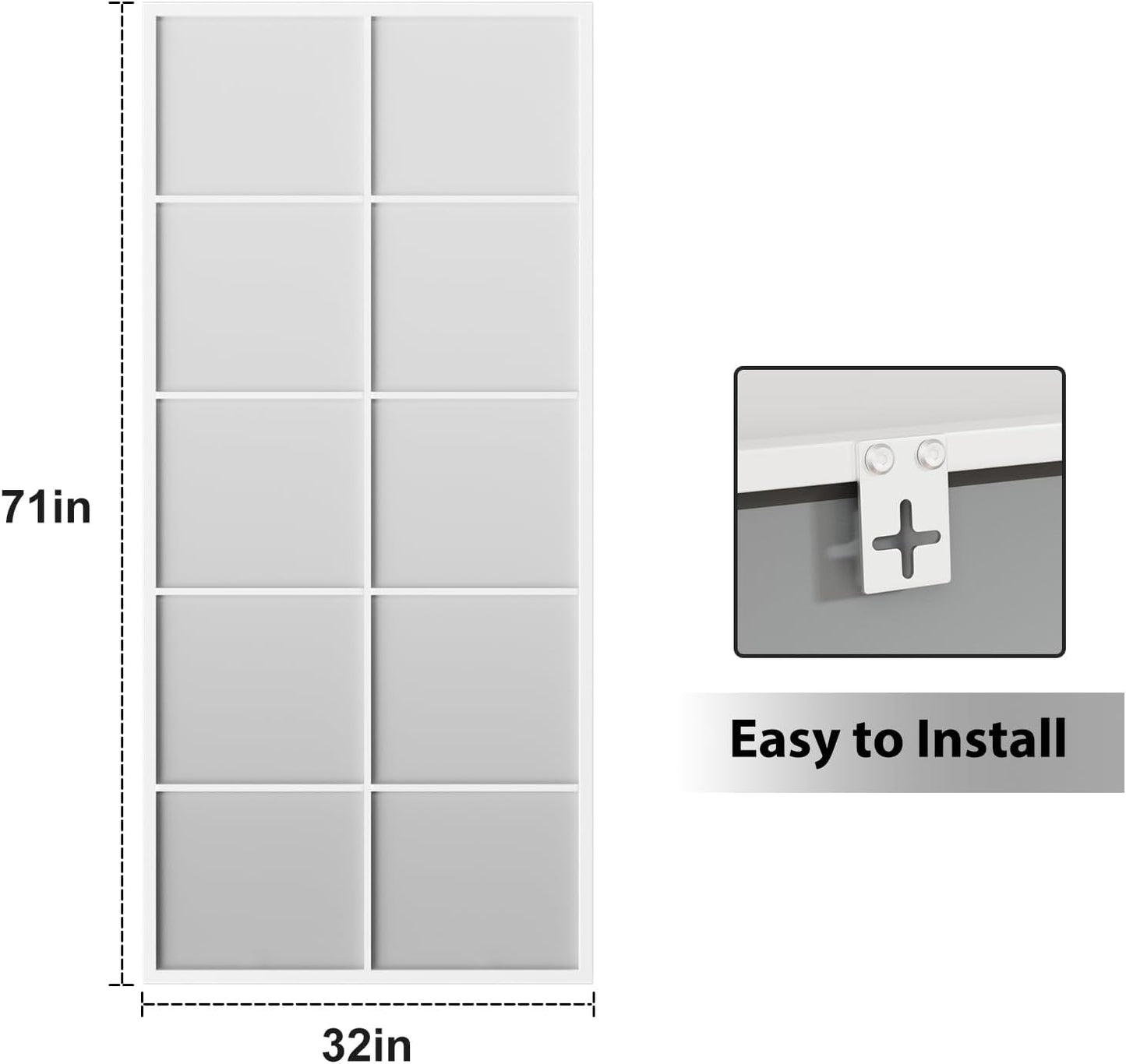 Full Length Mirror, 71"x32" Large Rectangular Window Pane Wall Mirror, White Full Body Mirrors, Oversize Farmhouse Standing Mirrors Hanging or Leaning for Living Room, Entryway, No Stand