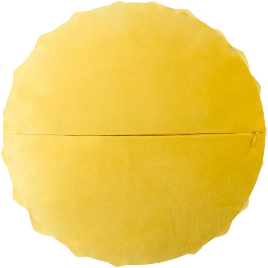 JWH 3D Flower Handmade Throw Pillow Covers Decorative Yellow Velvet Accent Pillow Cases Round Pillowcase Soft Cushion for Couch Bed Decor Euro Shams with Hidden Zipper 12 Inches Mustard