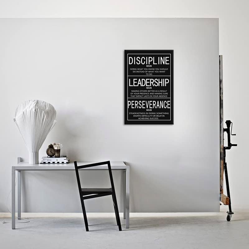 Inspirational Canvas Wall Art Disclpline Leadership Perseverance Noun Painting Office Decor Posters Prints Motivational Quotes for Wall Art Decoration Framed Ready to Hang[24" W x 36" H]