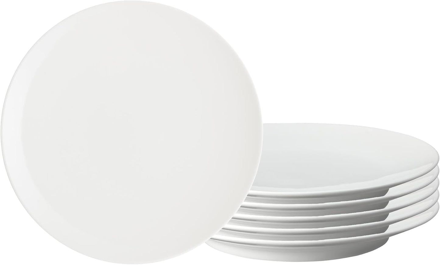 Denby - Classic White Porcelain Medium Plates Set of 6-9 Inch Glazed, Dishwasher Microwave Oven Safe - Scratch Chip Resistant Lunch, Appetizer, Dessert Plates - Dinnerware Plate Set
