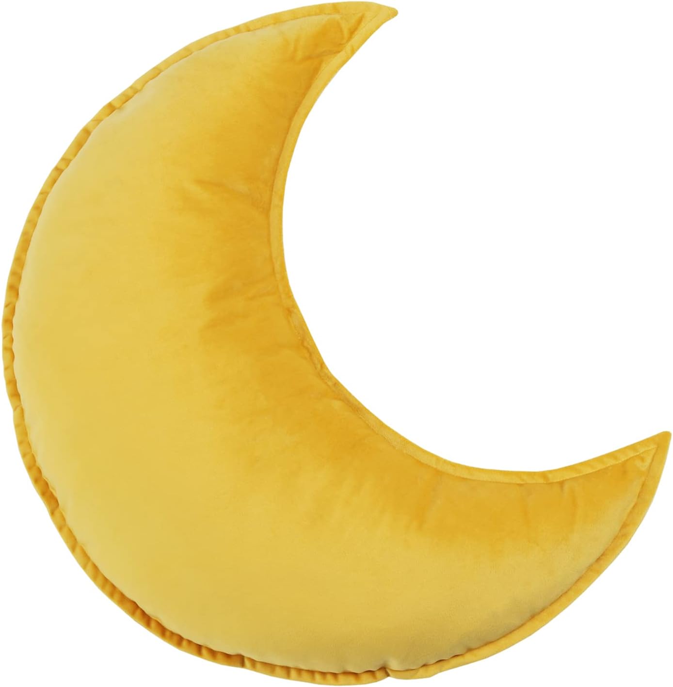 JIKAL Star Moon Shaped Pillow Soft Velvet Nursery Stuffed Throw Pillows for Kids Room Couch Reading Nook Decor (Moon, Yellow)