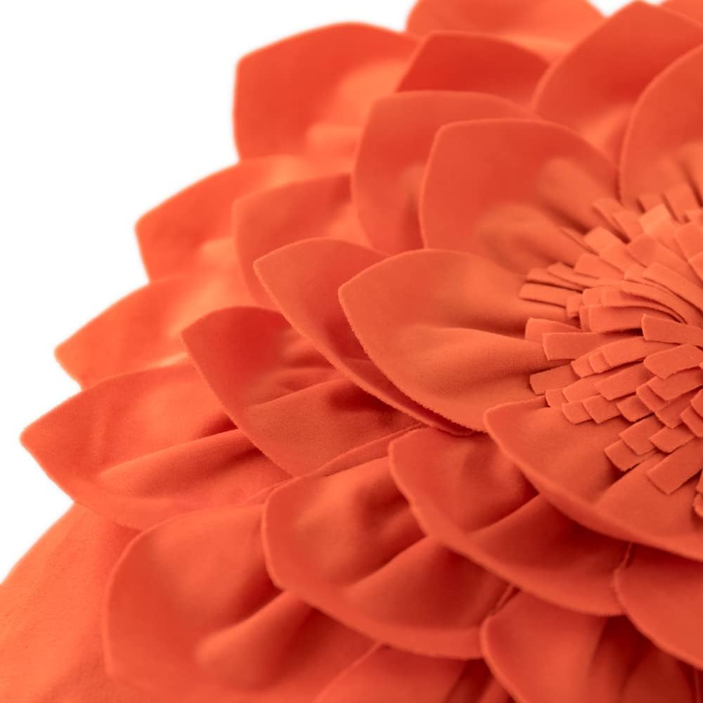 Decorative 3D Flower Throw Pillow Covers Handmade Cushion Cases for Sofa Car Bed Home Room Decor 18 x 18 Inch Orange