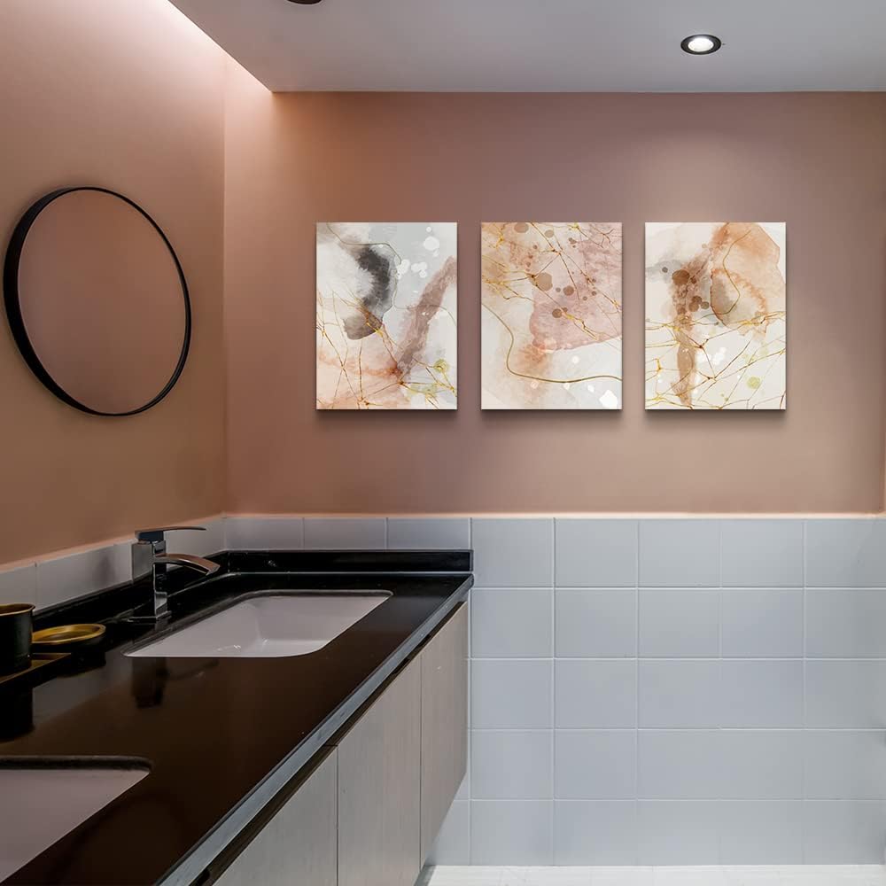 MHARTK66 Boho Wall Decor Living Room Canvas Wall Art for Bedroom Minimalist Abstract Ink Wall Paintings Large Size Wall Decorations for Office Dormitory Wall Pictures Framed Home Decoration 3 Piece