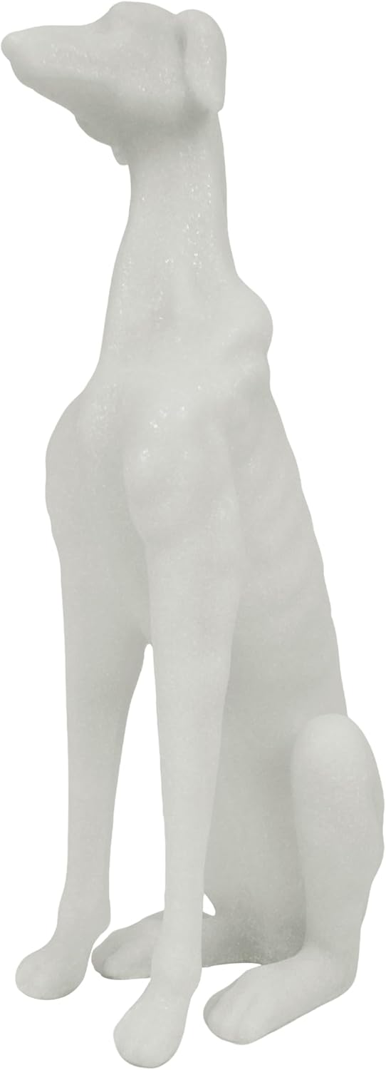 Greyhound Sculpture, White Resin Dog Statue for Home Decor, Coffee Table, Entryway Table, Bookshelf, Living Room, Gifts for Dog Lovers Housewarmings, 14.5 Inch Tall