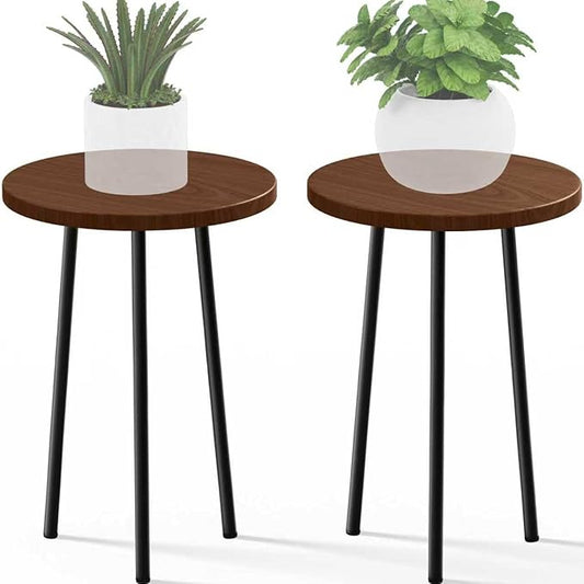 Plant Stand Indoor Outdoor: 2 Pack Indoor Plant Stand 20'' Convertible Multi-purpose Holder - Mid Century Modern Decor - Tall Plant Table for Living Room/Balcony/Garden/Patio, Walnut