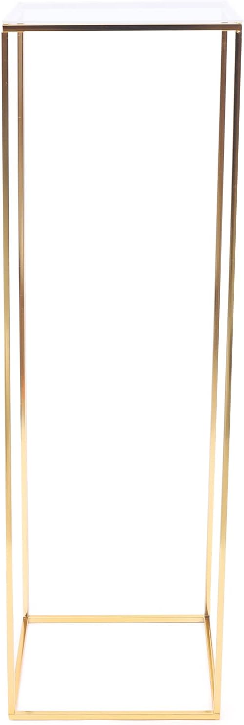 1 Pcs Metal Flower Stand for Wedding Centerpieces Stand Column Vases Wedding Flower Stand Rectangular Geometric Gold Centerpieces Stands for Wedding Decorations Home Party Event (39.37inch)