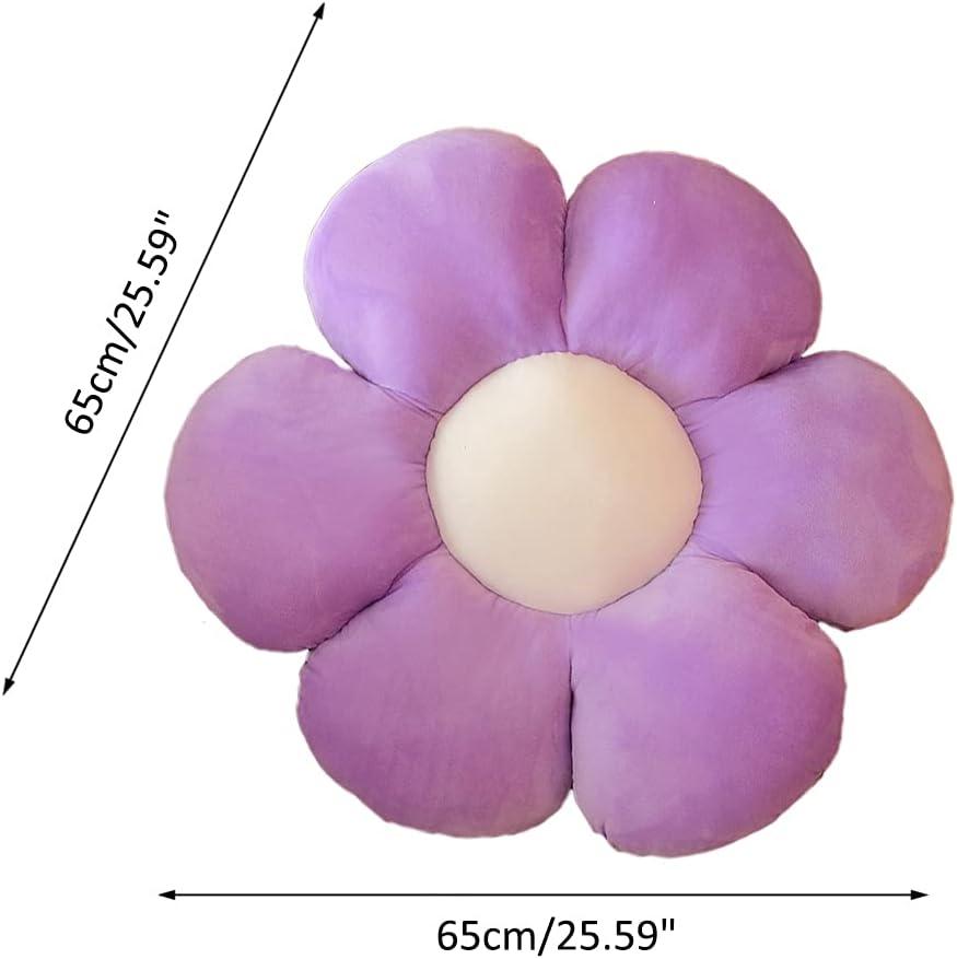 lannery Flower Plush Throw Pillows, Flower Floor Pillow Seating Cushion Toy for Reading, Room, Watching TV (25.6", Purple)