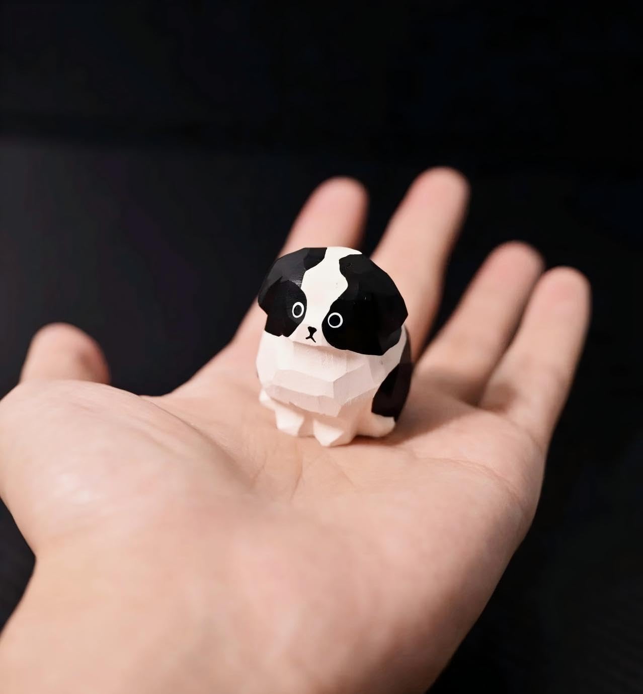 Cute Small Wood ‌Border Collie Figurine,1.6'' Handmade Carved BC Statue, Unique Bordie‌ Dog Figure Collectibles Home Decor Gift for Dog Lover