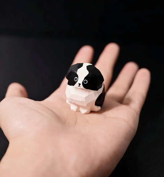 Cute Small Wood ‌Border Collie Figurine,1.6'' Handmade Carved BC Statue, Unique Bordie‌ Dog Figure Collectibles Home Decor Gift for Dog Lover
